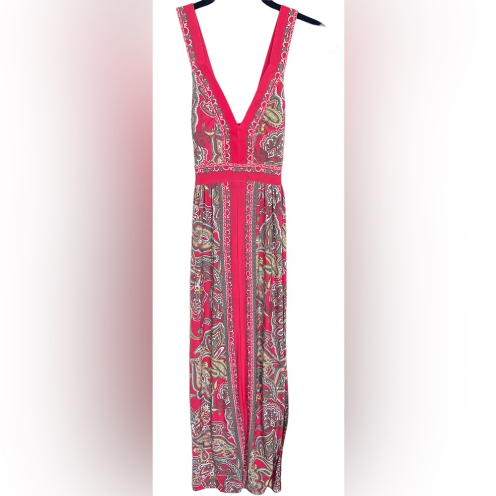 INC International Concepts Pink & Yellow Paisley Print Maxi Dress Size Petite XS
